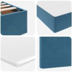 vidaXL Postel s úložným prostorem a LED svetlom s LED Tmavomodrá Zamat – Obrázok 13