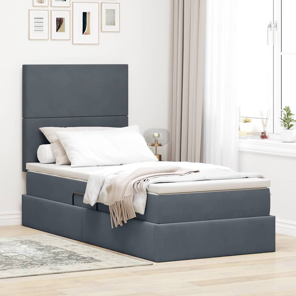 3371950_1.jpg vidaXL Postel s úložným prostorem a matrací Tmavo šedá 100 x 200 cm – Obrázok 1