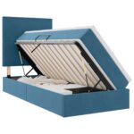 vidaXL Postel s úložným prostorem a matrací Tmavomodrá 100 x 200 cm – Obrázok 2