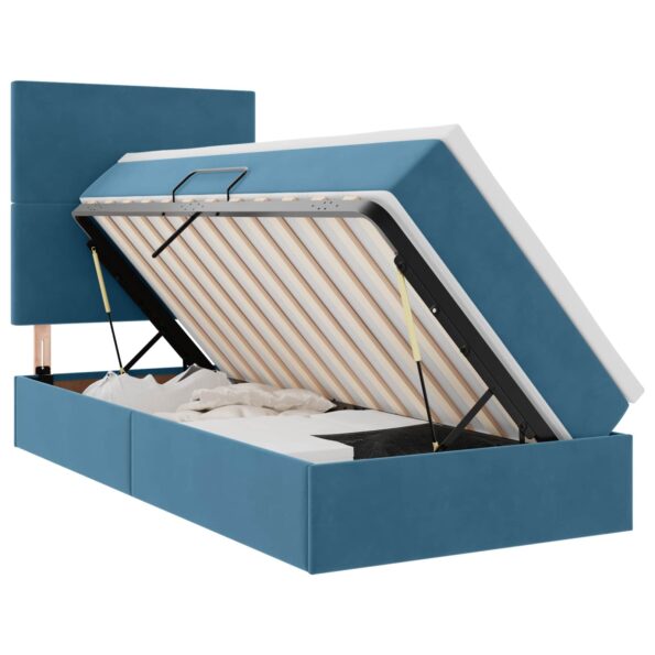 vidaXL Postel s úložným prostorem a matrací Tmavomodrá 100 x 200 cm – Obrázok 2