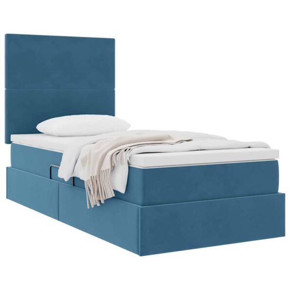 vidaXL Postel s úložným prostorem a matrací Tmavomodrá 100 x 200 cm – Obrázok 3