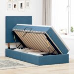 vidaXL Postel s úložným prostorem a matrací Tmavomodrá 100 x 200 cm – Obrázok 4