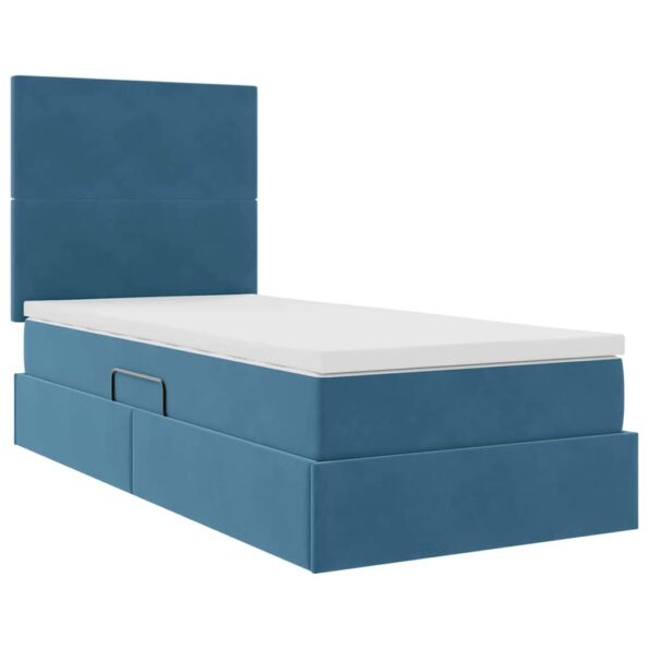 vidaXL Postel s úložným prostorem a matrací Tmavomodrá 100 x 200 cm – Obrázok 5