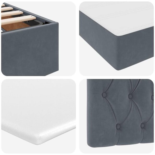 vidaXL Úložná posteľ s matracmi Tmavo šedá 180 x 200 cm Zamat – Obrázok 13