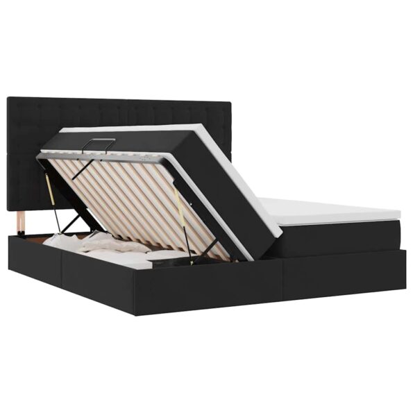 vidaXL Úložná posteľ s matracmi s úložiskom Čierna 180 x 200 cm Zamat – Obrázok 7