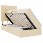 vidaXL Postel s úložným prostorem a LED svetlom Krémová 90 x 200 cm – Obrázok 2