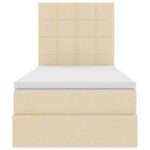 vidaXL Postel s úložným prostorem a LED svetlom Krémová 90 x 200 cm – Obrázok 8