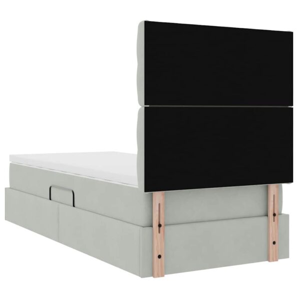 vidaXL Postel s úložným prostorem a LED svetlom s LED Svetlosivá Zamat – Obrázok 12