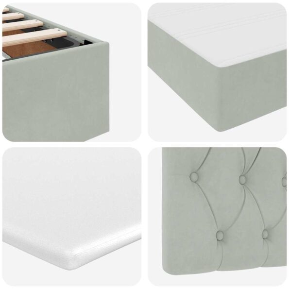 vidaXL Postel s úložným prostorem a LED svetlom s LED Svetlosivá Zamat – Obrázok 13