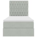 vidaXL Postel s úložným prostorem a LED svetlom s LED Svetlosivá Zamat – Obrázok 8