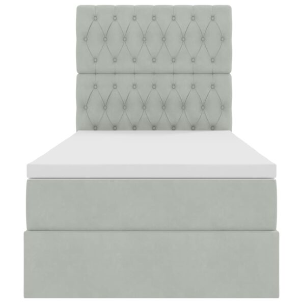 vidaXL Postel s úložným prostorem a LED svetlom s LED Svetlosivá Zamat – Obrázok 8