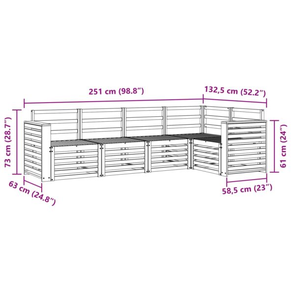 vidaXL Súpravy pohoviek 5 pcs Prírodná Pevné akáciové drevo – Obrázok 6
