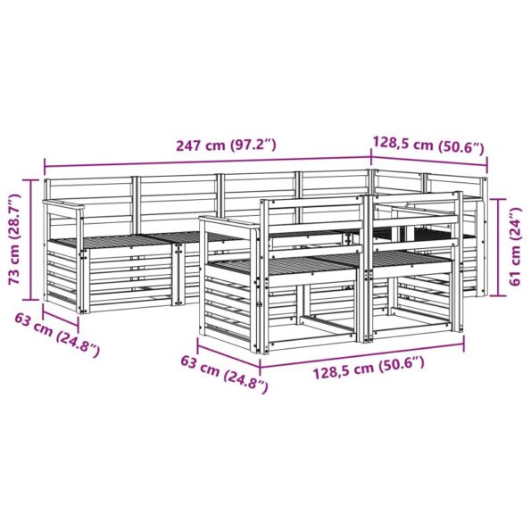vidaXL Súpravy pohoviek 7 pcs Prírodná Pevné akáciové drevo – Obrázok 6