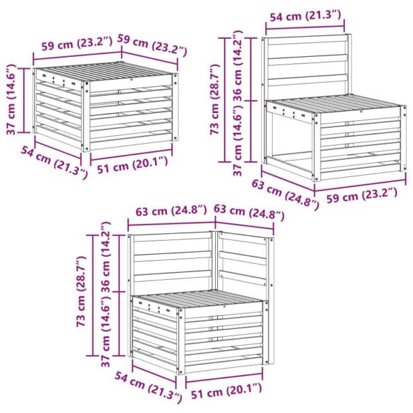 vidaXL Súpravy pohoviek 8 pcs Prírodná Pevné akáciové drevo – Obrázok 9