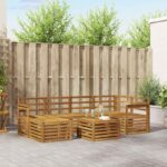 vidaXL Súpravy pohoviek 9 pcs Prírodná Pevné akáciové drevo