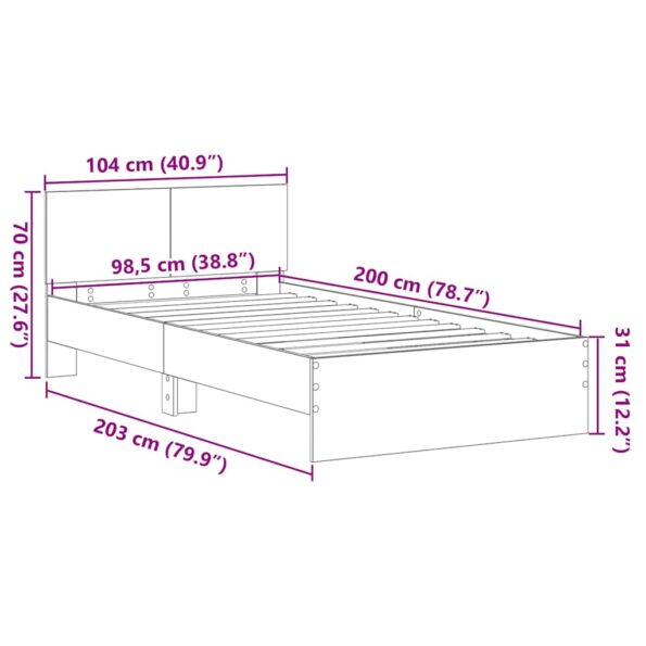 vidaXL Rám postele s čelom s čelnou doskou Remeselný dub 100 x 200 cm – Obrázok 11