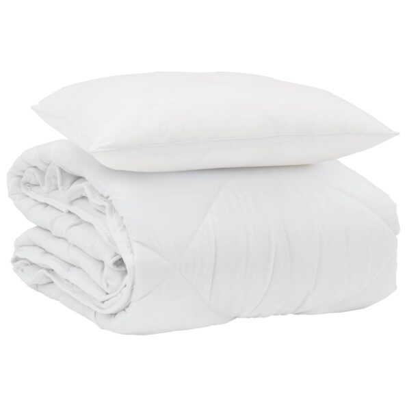 vidaXL Letná prikrývka s vankúšom 2 pcs Biela Mikrovlákno – Obrázok 2