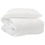 vidaXL Celoročná prikrývka s vankúšom 2 pcs Biela Mikrovlákno – Obrázok 2