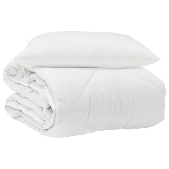 vidaXL Celoročná prikrývka s vankúšom 2 pcs Biela Mikrovlákno – Obrázok 2