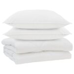 Paplón s vankúšom 3 pcs Biela 240 x 200 cm Mikrovlákno – Obrázok 2