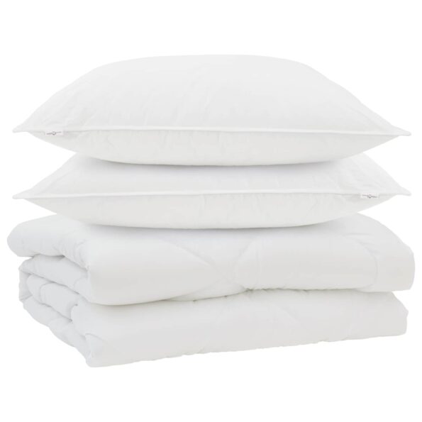 Paplón s vankúšom 3 pcs Biela 240 x 200 cm Mikrovlákno – Obrázok 2