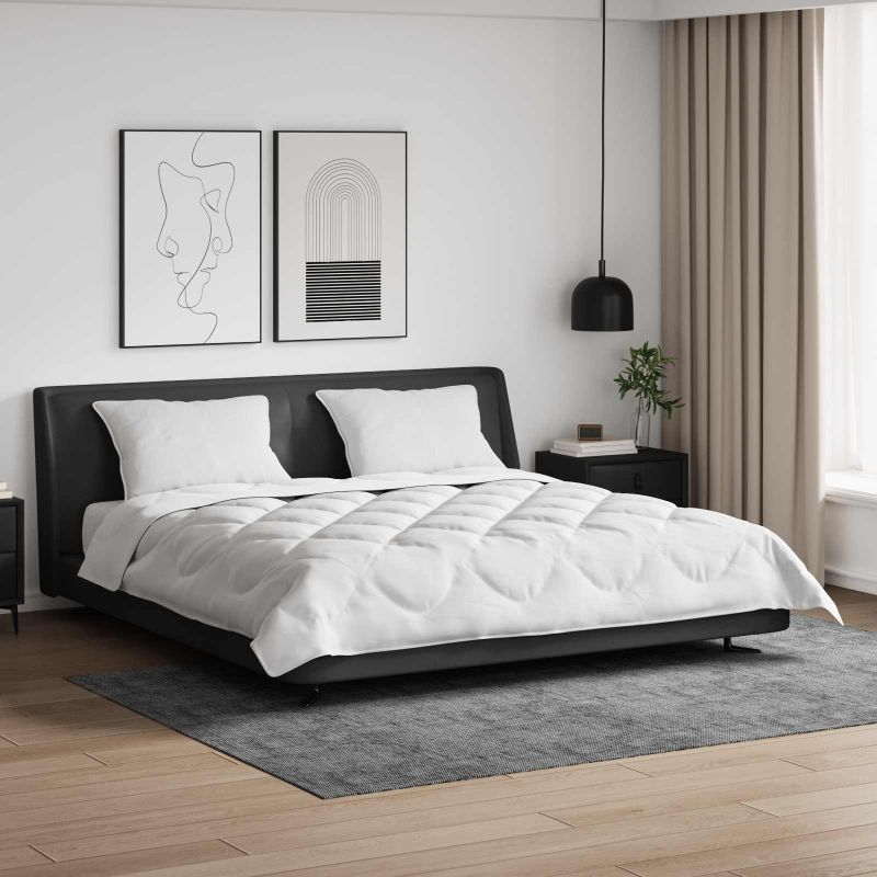 3377515_1.jpg Prikrývka s vankúšmi Argyle 3 pcs Biela 240 x 200 cm Mikrovlákno – Obrázok 1