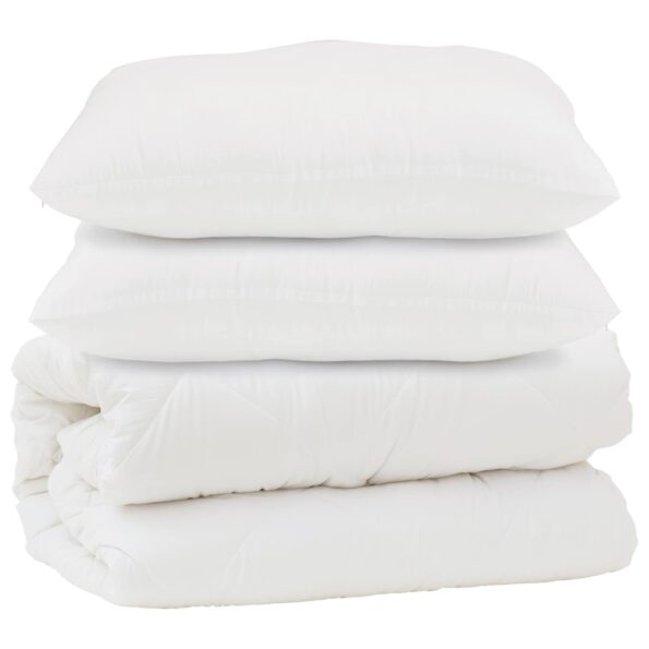 vidaXL Paplón Iný s vankúšom 3 pcs Biela 260 x 220 cm Mikrovlákno – Obrázok 2