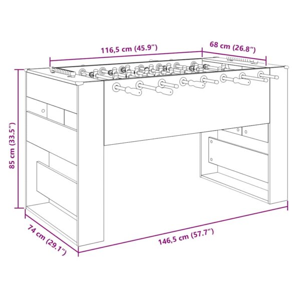 vidaXL Stolný futbal Údený Dub 146,5 x 74 x 85 cm Kompozitné drevo – Obrázok 10
