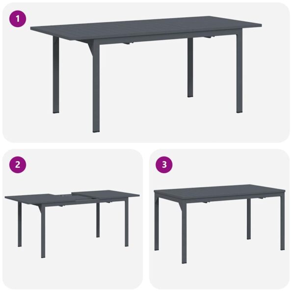 vidaXL Záhradný jedálenský set 7 pcs Antracit polyratan – Obrázok 10
