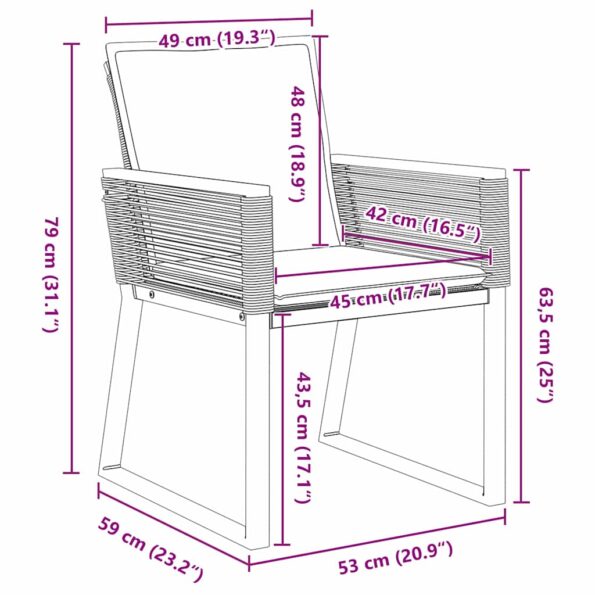 vidaXL Záhradný jedálenský set 7 pcs Antracit polyratan – Obrázok 12