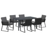 vidaXL Záhradný jedálenský set 7 pcs Antracit polyratan – Obrázok 2