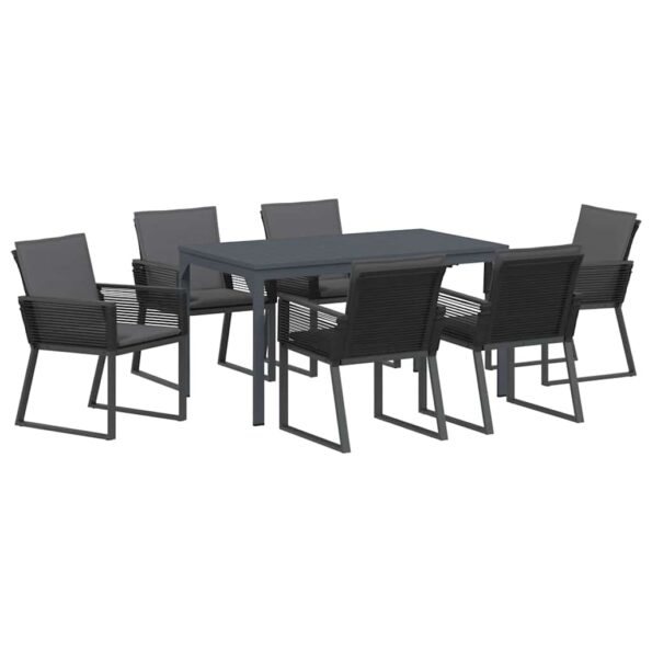 vidaXL Záhradný jedálenský set 7 pcs Antracit polyratan – Obrázok 2