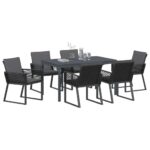 vidaXL Záhradný jedálenský set 7 pcs Antracit polyratan – Obrázok 3