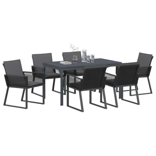 vidaXL Záhradný jedálenský set 7 pcs Antracit polyratan – Obrázok 3