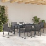 vidaXL Záhradný jedálenský set 7 pcs Antracit polyratan – Obrázok 4
