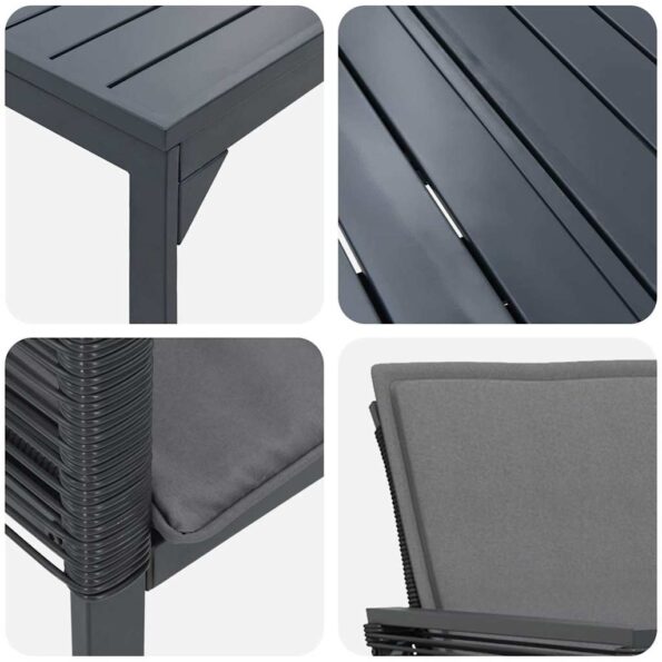 vidaXL Záhradný jedálenský set 7 pcs Antracit polyratan – Obrázok 9