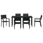 vidaXL Záhradný jedálenský set 7 pcs Čierna – Obrázok 7