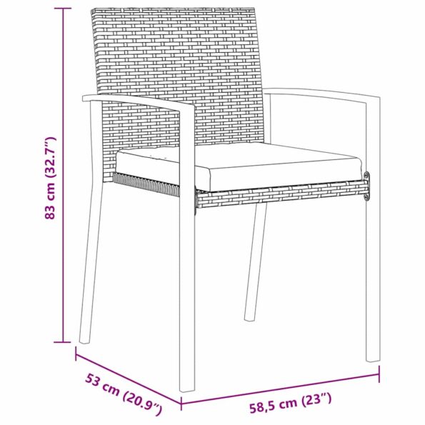vidaXL Záhradný jedálenský set 5 pcs Sivá Poly ratan – Obrázok 10