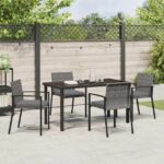 vidaXL Záhradný jedálenský set 5 pcs Sivá Poly ratan – Obrázok 4