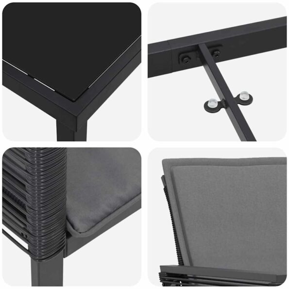 vidaXL Záhradný jedálenský set 3 pcs Čierna – Obrázok 9