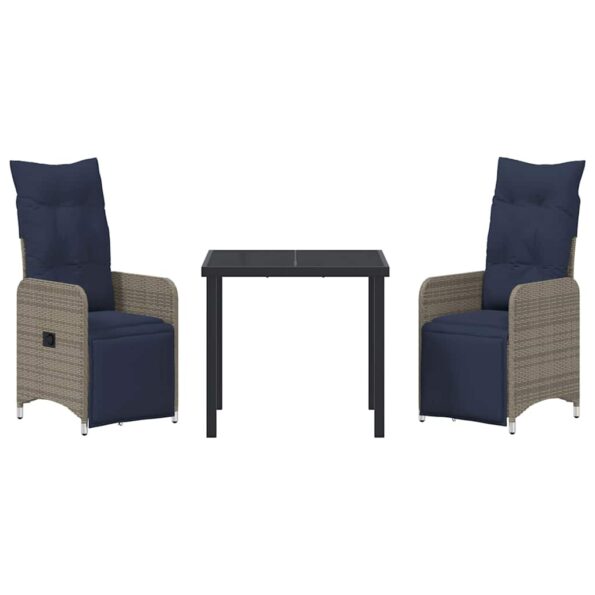 vidaXL Záhradný jedálenský set 3 pcs Sivá polyratan – Obrázok 7