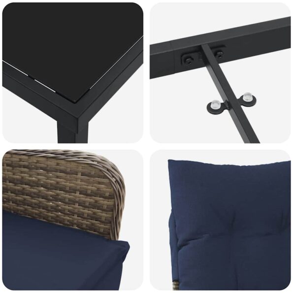 vidaXL Záhradný jedálenský set 3 pcs Sivá polyratan – Obrázok 9