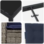 vidaXL 5-dielna záhradná jedálenská súprava s vankúšmi, šedý poly ratan – Obrázok 9