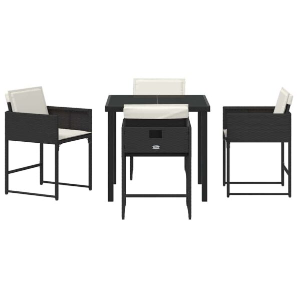 vidaXL Záhradný jedálenský set 5 pcs Čierna polyratan – Obrázok 7