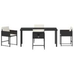 vidaXL Záhradný jedálenský set 5 pcs Čierna polyratan – Obrázok 7