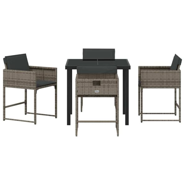 vidaXL Záhradný jedálenský set 5 pcs Sivá polyratan – Obrázok 7