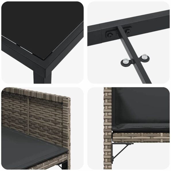 vidaXL Záhradný jedálenský set 5 pcs Sivá polyratan – Obrázok 9