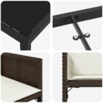 vidaXL Záhradný jedálenský set 5 pcs Hnedá polyratan – Obrázok 9