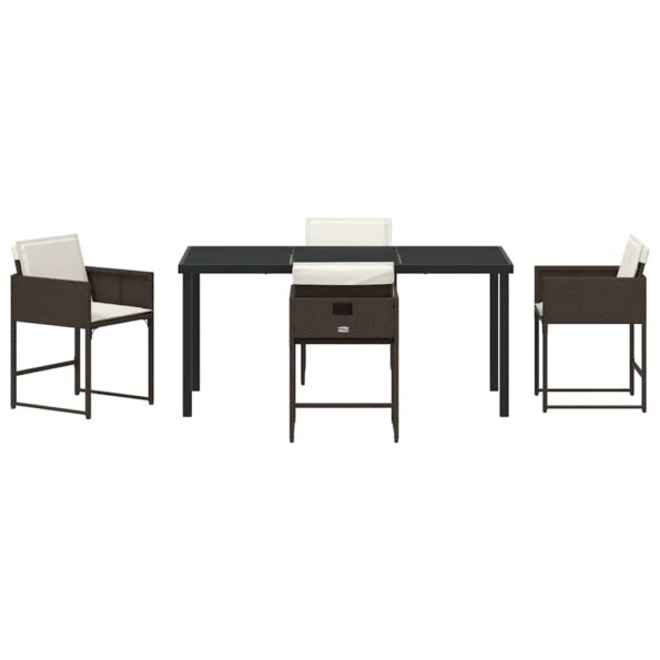 vidaXL Záhradný jedálenský set 5 pcs Hnedá polyratan – Obrázok 7