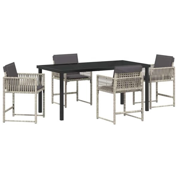 vidaXL Záhradný jedálenský set 5 pcs Svetlosivá polyratan – Obrázok 2